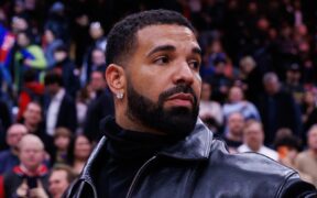 Drake at the NBA game between the Toronto Raptors and the Golden State Warriors