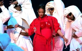 Rihanna performs during Apple Music Super Bowl LVII Halftime Show at State Farm Stadium