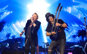 Axl Rose and Slash of Guns N' Roses perform onstage during the Power Trip music festival