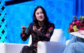 Michelle Zauner, Musician, Japanese Breakfast; Author, Crying in H Mart speaks on stage during 2023 Texas Conference For Women at Austin Convention Center in Austin, Texas.