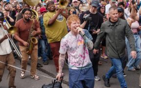 Ed Sheeran in New Orleans' French Quarter on March 15