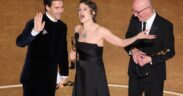 Clément Ducol, Camille, Jacques Audiard at the 97th Oscars held at the Dolby Theatre