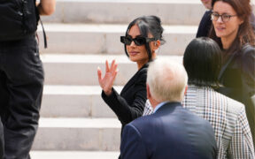 Kim Kardashian arriving at the Palais de Justice in Paris ahead of her testimony on May 13