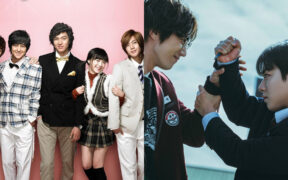 Poster for 'Boys Over Flowers' (left) and a still from 'Weak Hero Class 2.' Photo collage