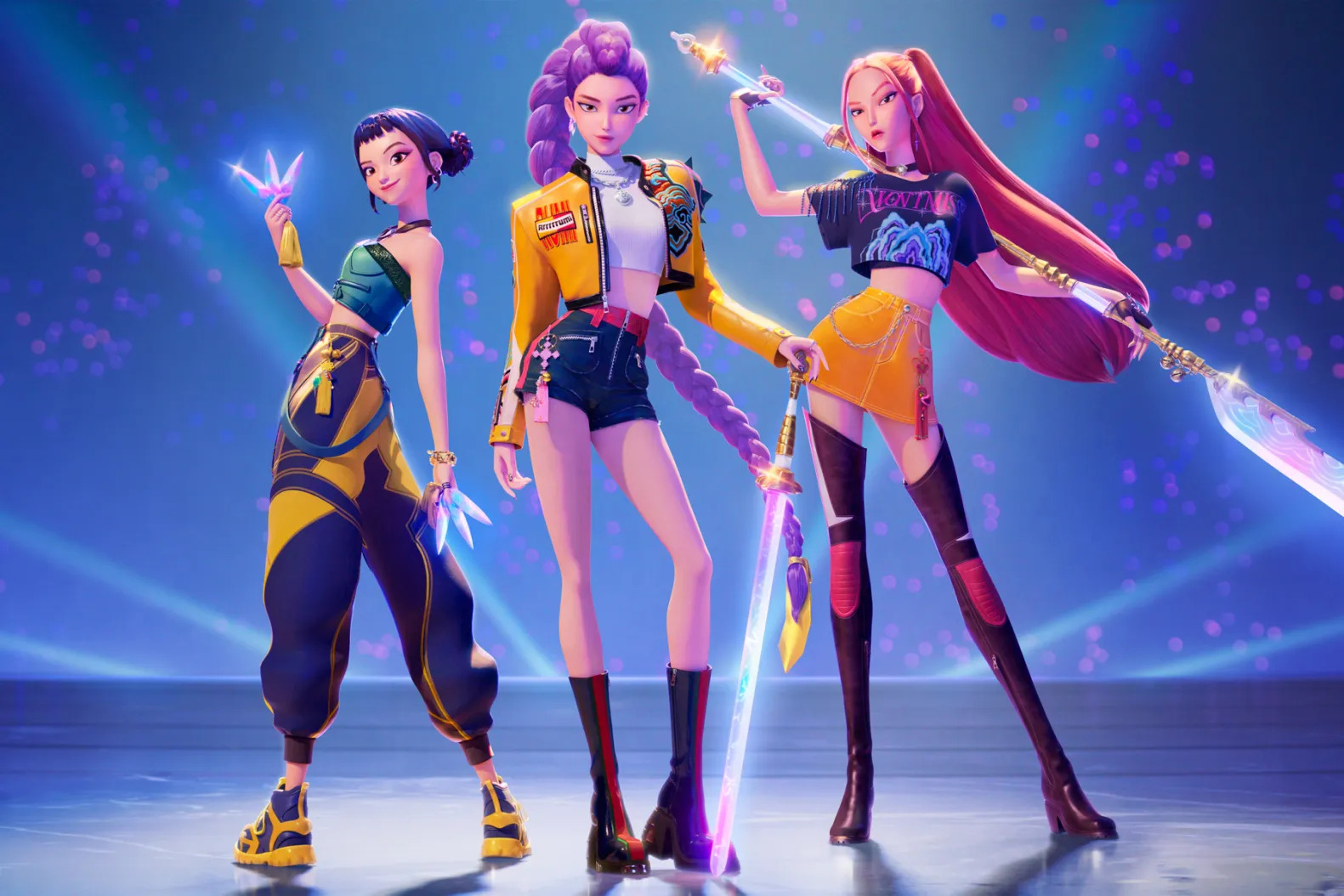 HUNTR/X, the fictional group of pop idols-slash-monster slayers in the Netflix smash 'KPop Demon Hunters'