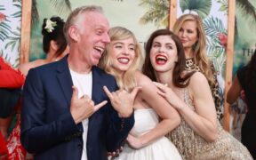 Mike White, Sydney Sweeney, and Alexandra Daddario at the Los Angeles premiere of ‘The White Lotus.’