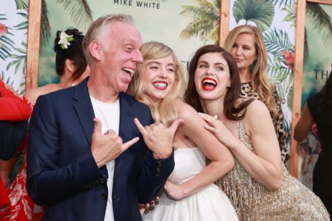 Mike White, Sydney Sweeney, and Alexandra Daddario at the Los Angeles premiere of ‘The White Lotus.’