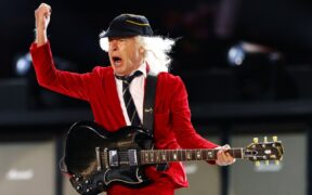 Angus Young of AC/DC performs during their Power Up tour at Melbourne Cricket Ground in Melbourne, Australia