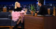 Gwen Stefani during an interview with host Jimmy Fallon